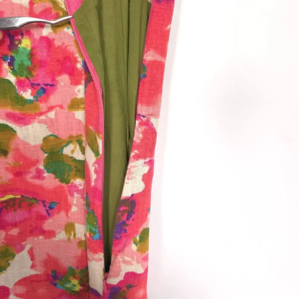ANTHROPOLOGIE 9-H15 STCL Dress Floral Linen Blend Knee Lenght Size 10  676504652 - Picture 5 of 9